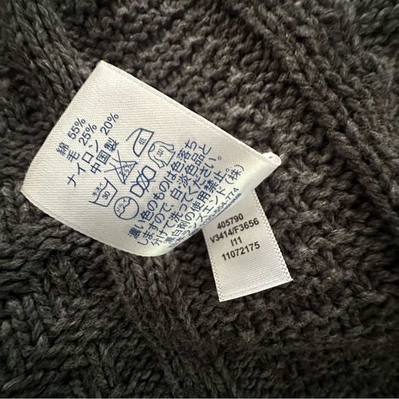 LANDS' END CARDIGAN Size L Gray Shawl Waterfall Collar Knit Sweater 14-16 Long - Picture 9 of 9